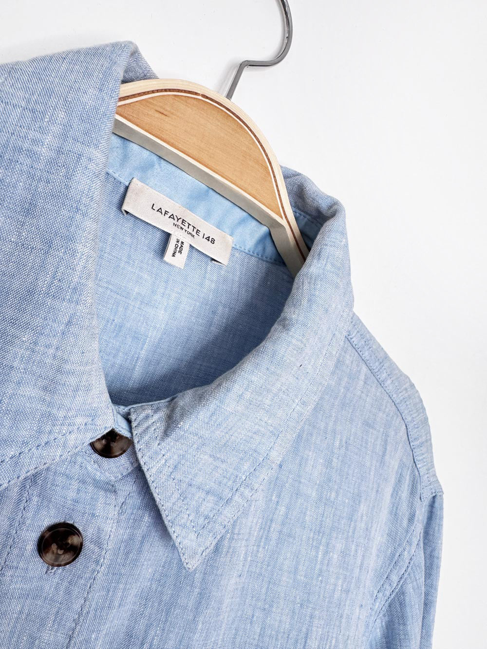 lafayette 148 100% linen relaxed full button shirt