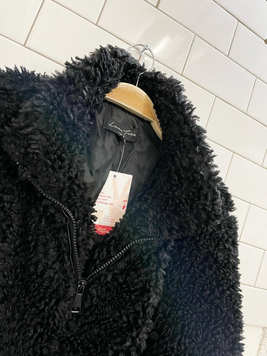 love tree cozy sherpa short coat - good market thrift store