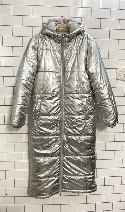 another influence silver metallic longline puffer coat - good market thrift store
