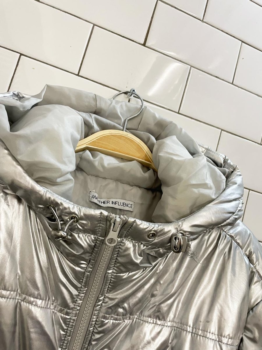 another influence silver metallic longline puffer coat - good market thrift store