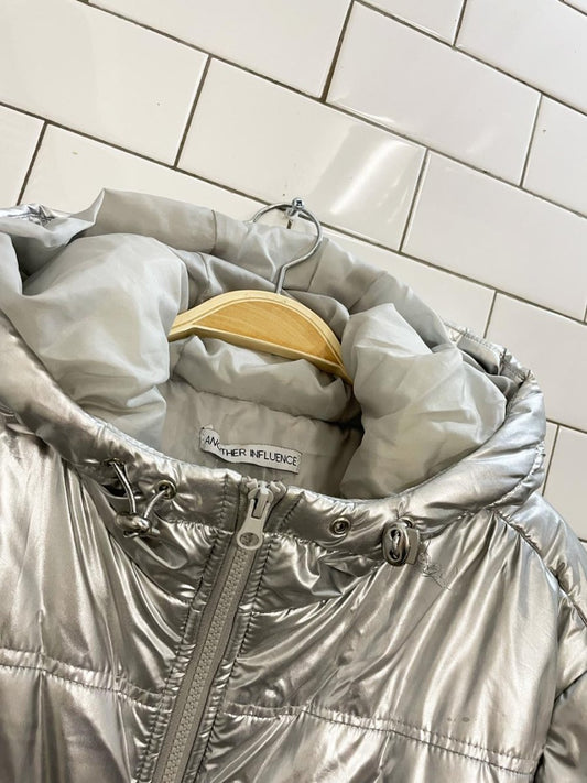 another influence silver metallic longline puffer coat - good market thrift store