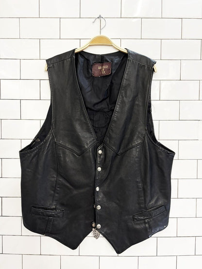 vintage 90s harley davidson leather vest | eagle patch back - good market thrift store