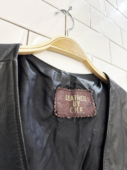 vintage 90s harley davidson leather vest | eagle patch back - good market thrift store