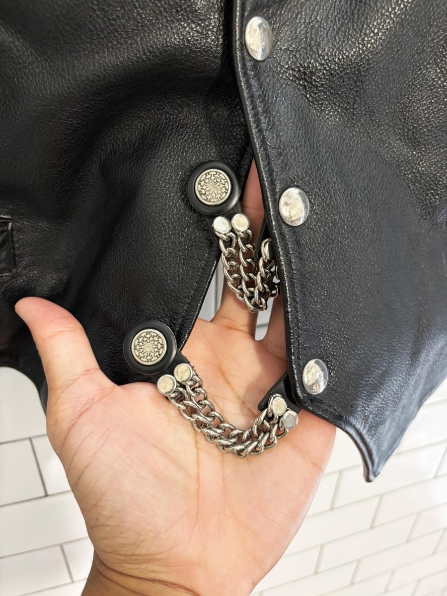 vintage 90s harley davidson leather vest | eagle patch back - good market thrift store