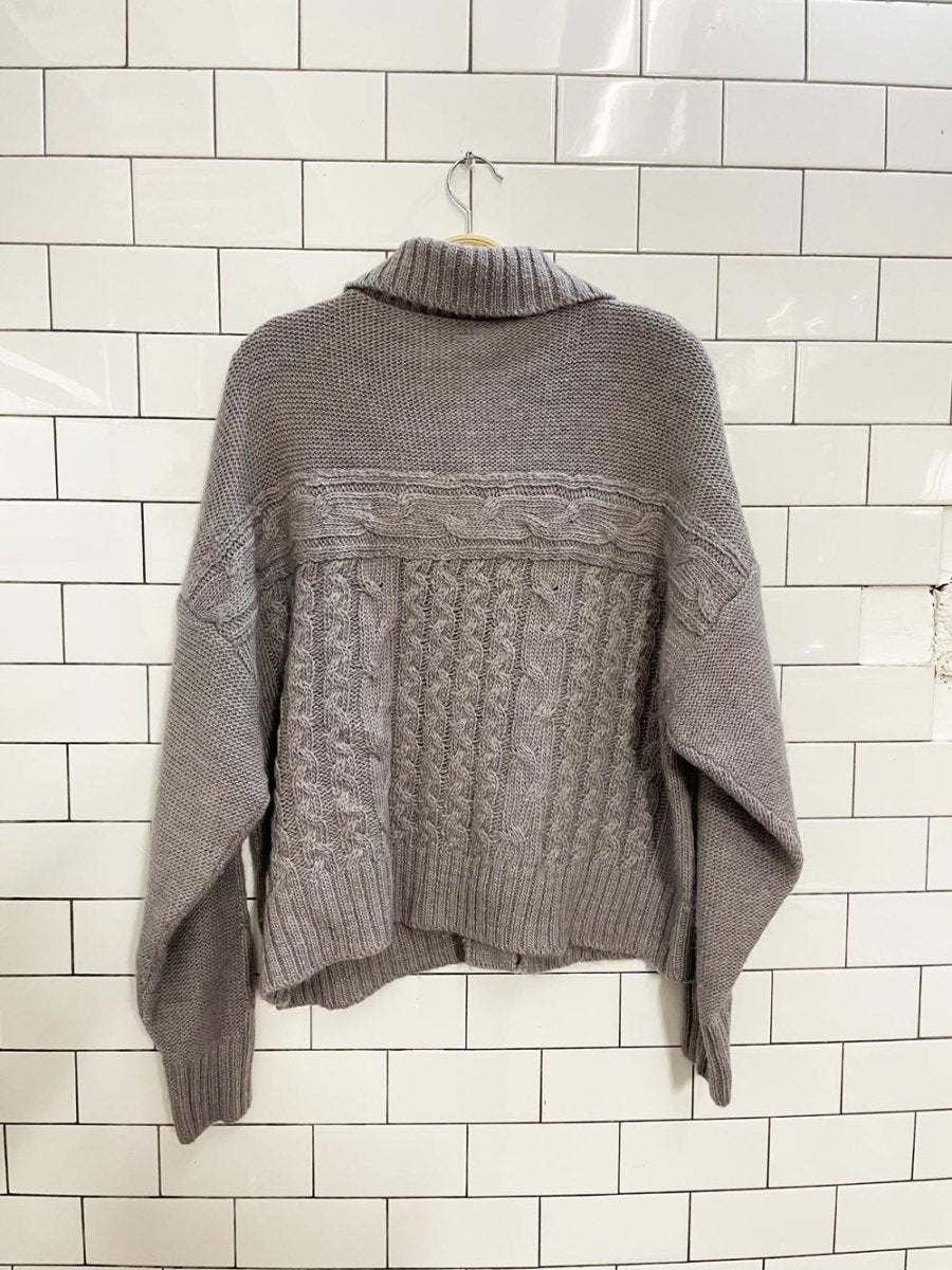 paper label mason wool - alpaca boxy cable knit cardi - good market thrift store