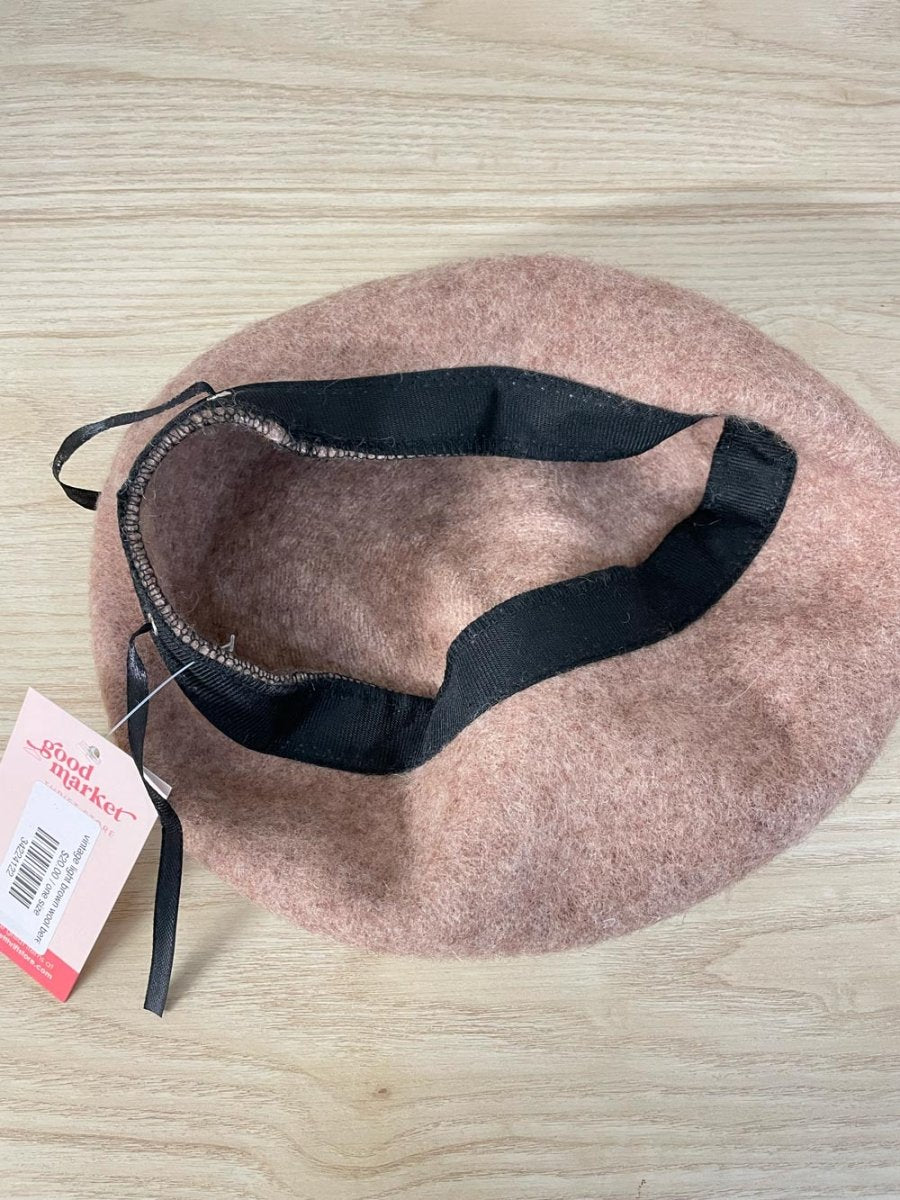 vintage light brown wool beret - good market thrift store