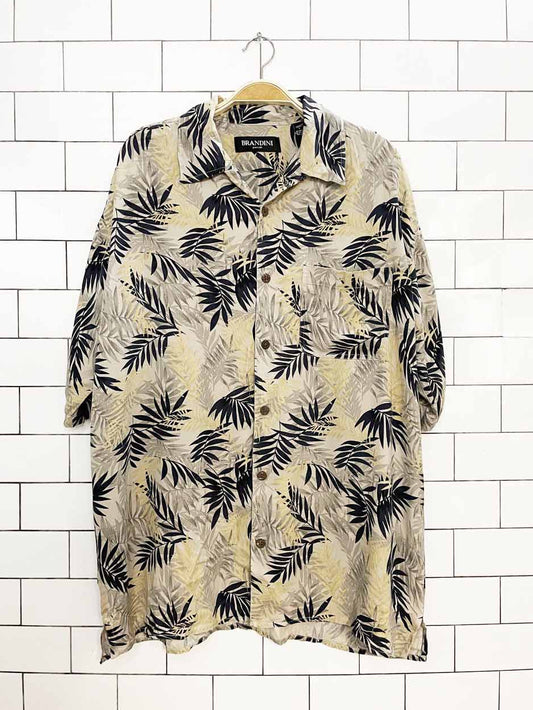 brandini 100% silk full button cabana shirt