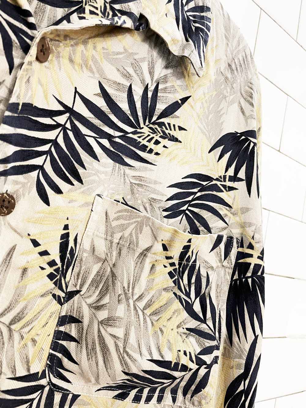 brandini 100% silk full button cabana shirt