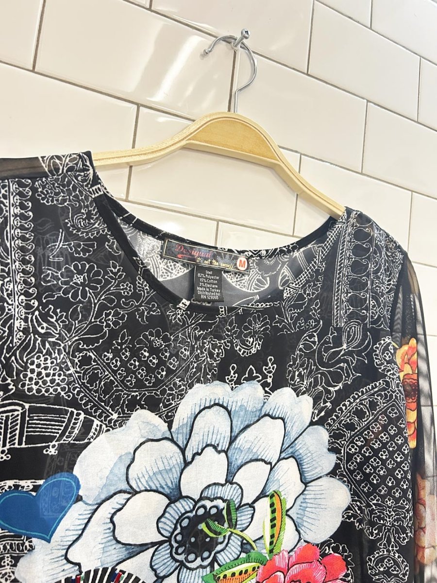 desigual mesh floral graphic long sleeve - good market thrift store