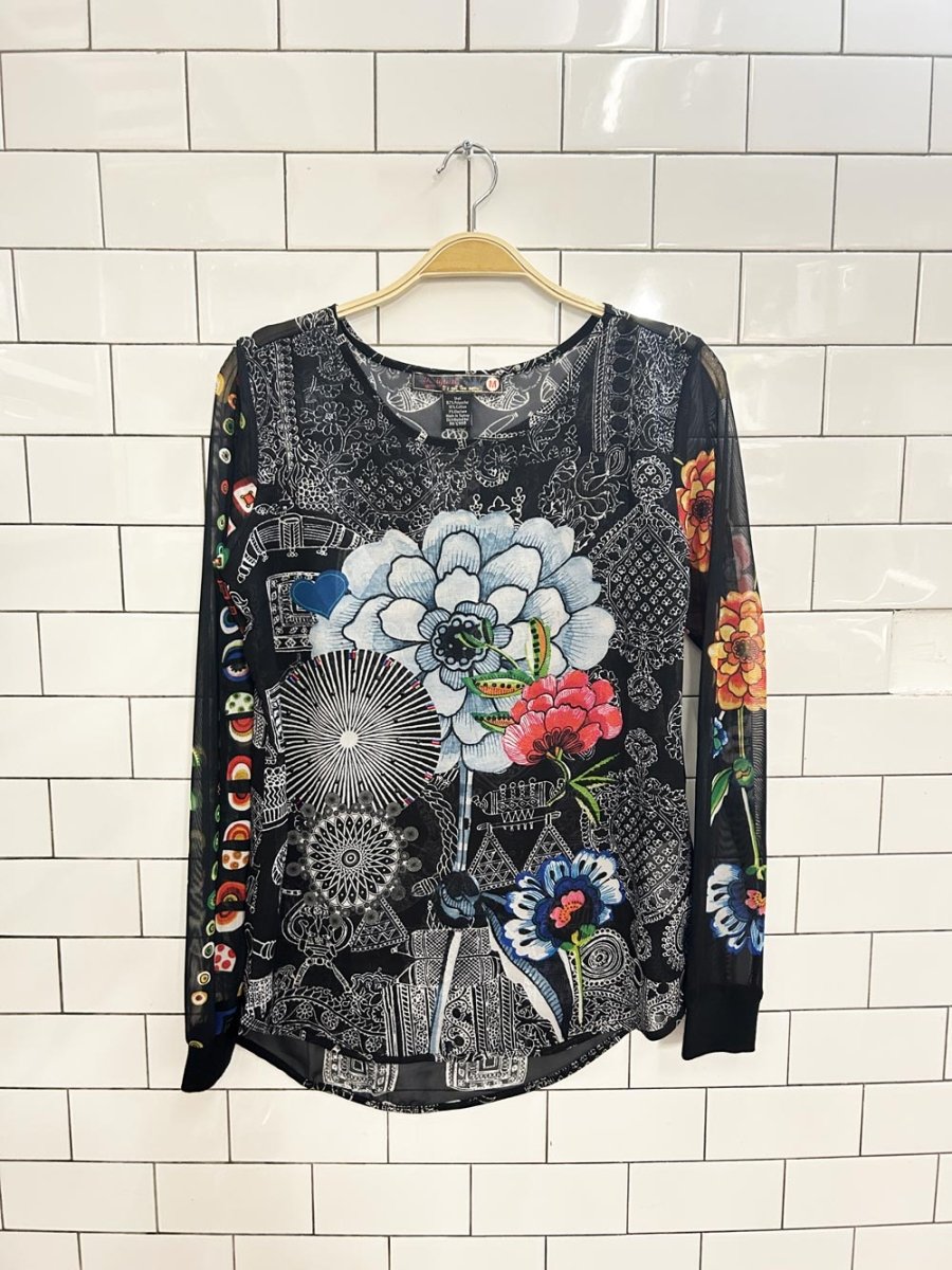 desigual mesh floral graphic long sleeve - good market thrift store