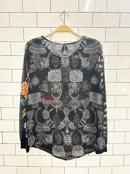 desigual mesh floral graphic long sleeve - good market thrift store