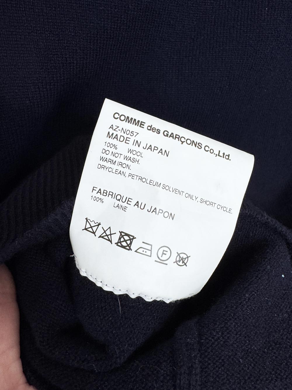 play commes des garcons 100% wool double heart knit cardigan sweater
