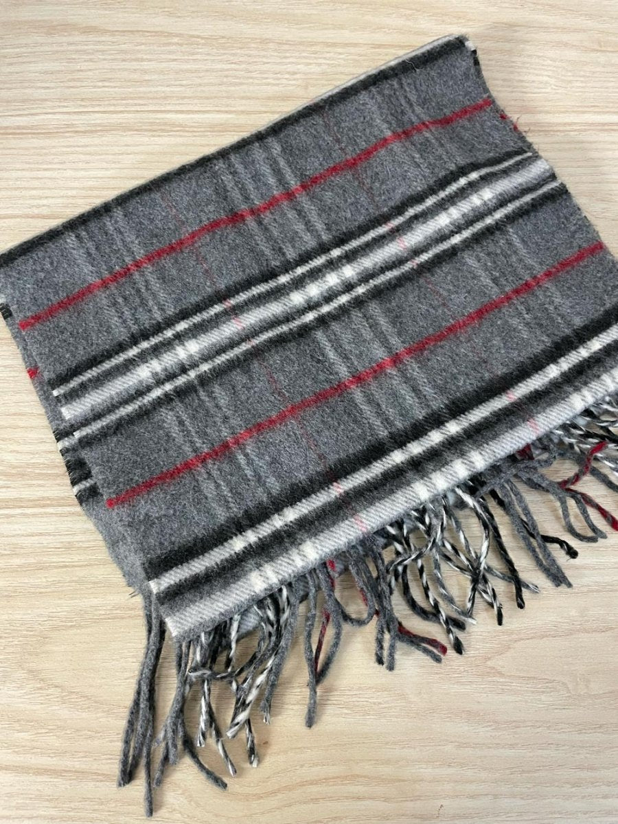 vintage cashmink grey tartan scarf - good market thrift store