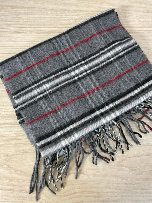 vintage cashmink grey tartan scarf - good market thrift store