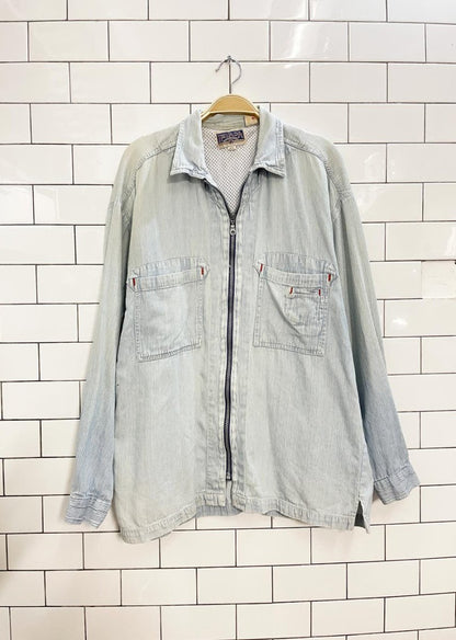 vintage 90s nevada striped denim zip jacket - good market thrift store