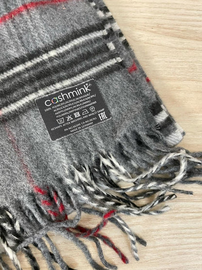 vintage cashmink grey tartan scarf - good market thrift store