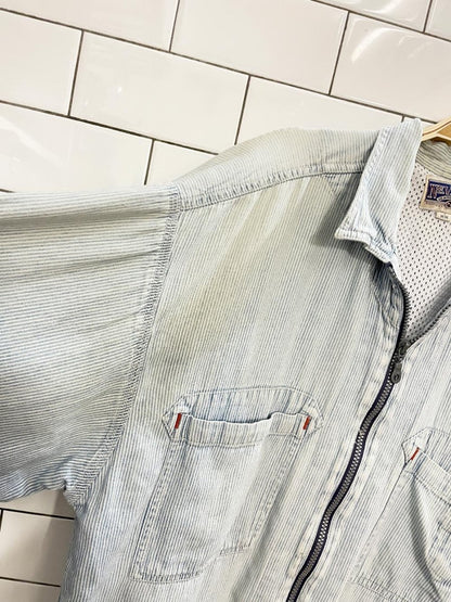 vintage 90s nevada striped denim zip jacket - good market thrift store