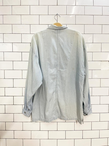 vintage 90s nevada striped denim zip jacket - good market thrift store