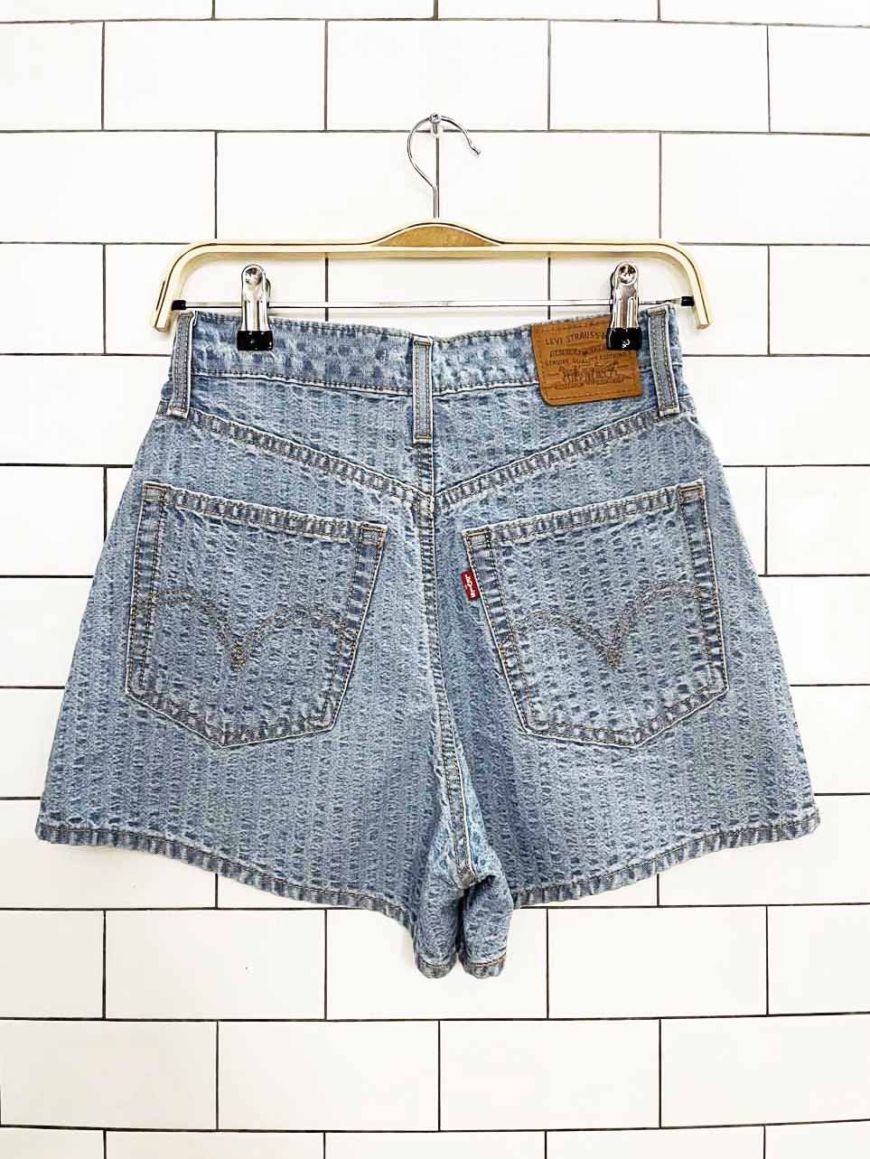 levi's high loose textured denim shorts