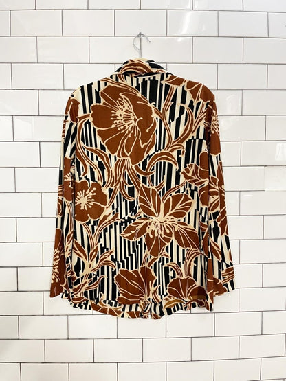 vintage 70s poly knit floral shirt - good market thrift store