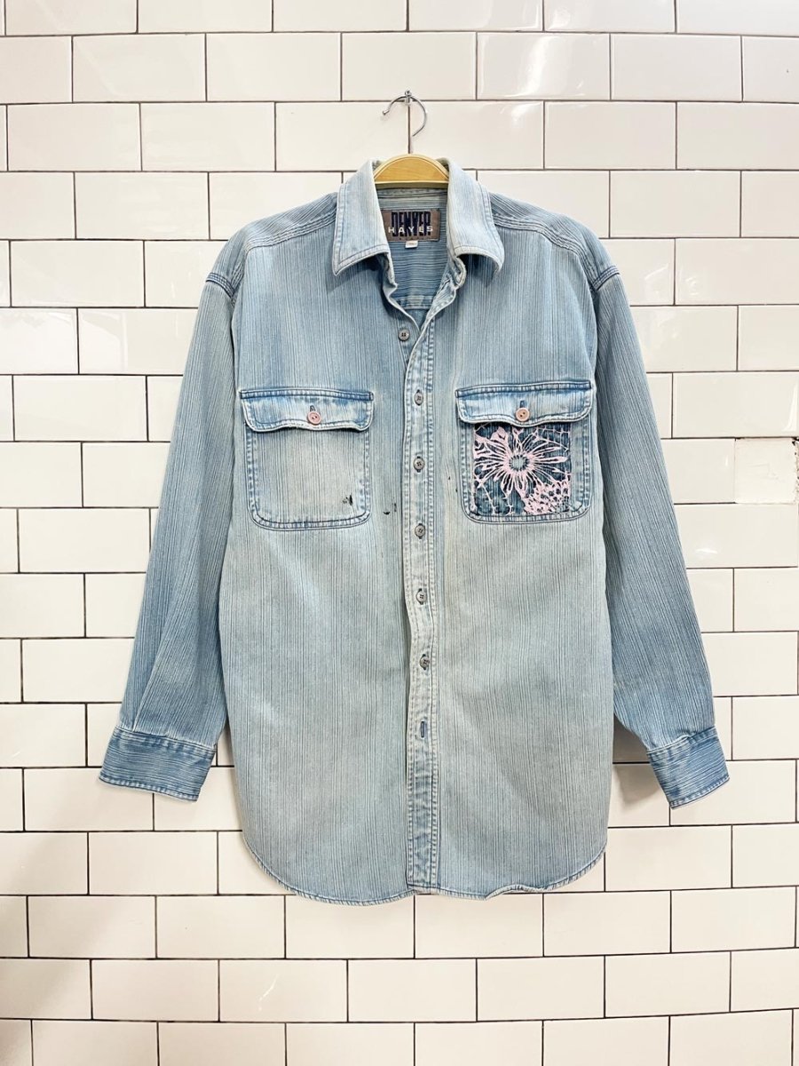 vintage 90s denver hayes denim shirt jacket - good market thrift store
