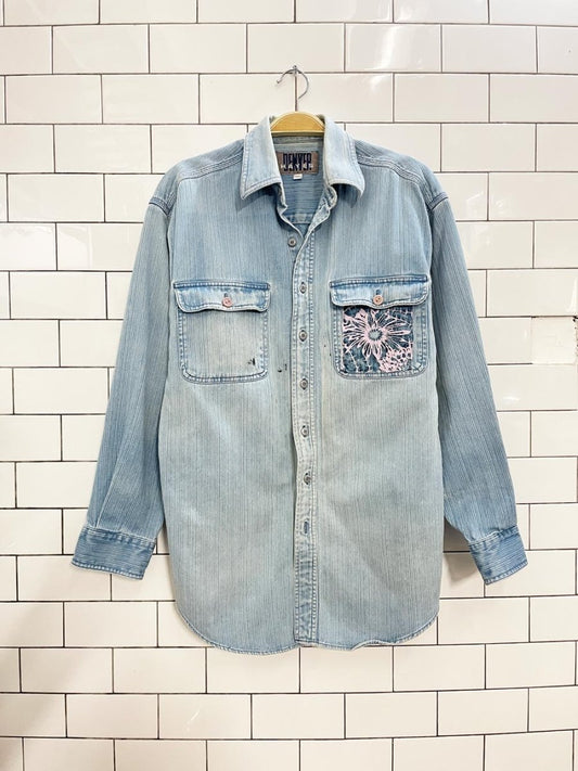vintage 90s denver hayes denim shirt jacket - good market thrift store