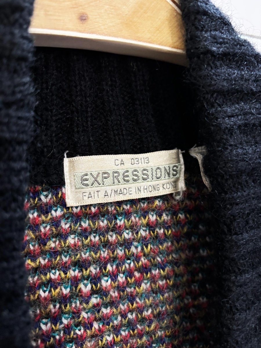 vintage 80s expressions mohair - blend floral knit cardigan jacket - good market thrift store