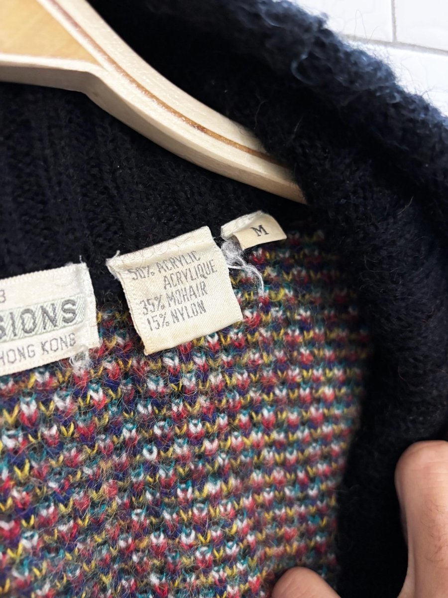 vintage 80s expressions mohair - blend floral knit cardigan jacket - good market thrift store