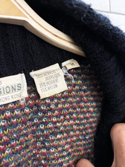 vintage 80s expressions mohair - blend floral knit cardigan jacket - good market thrift store