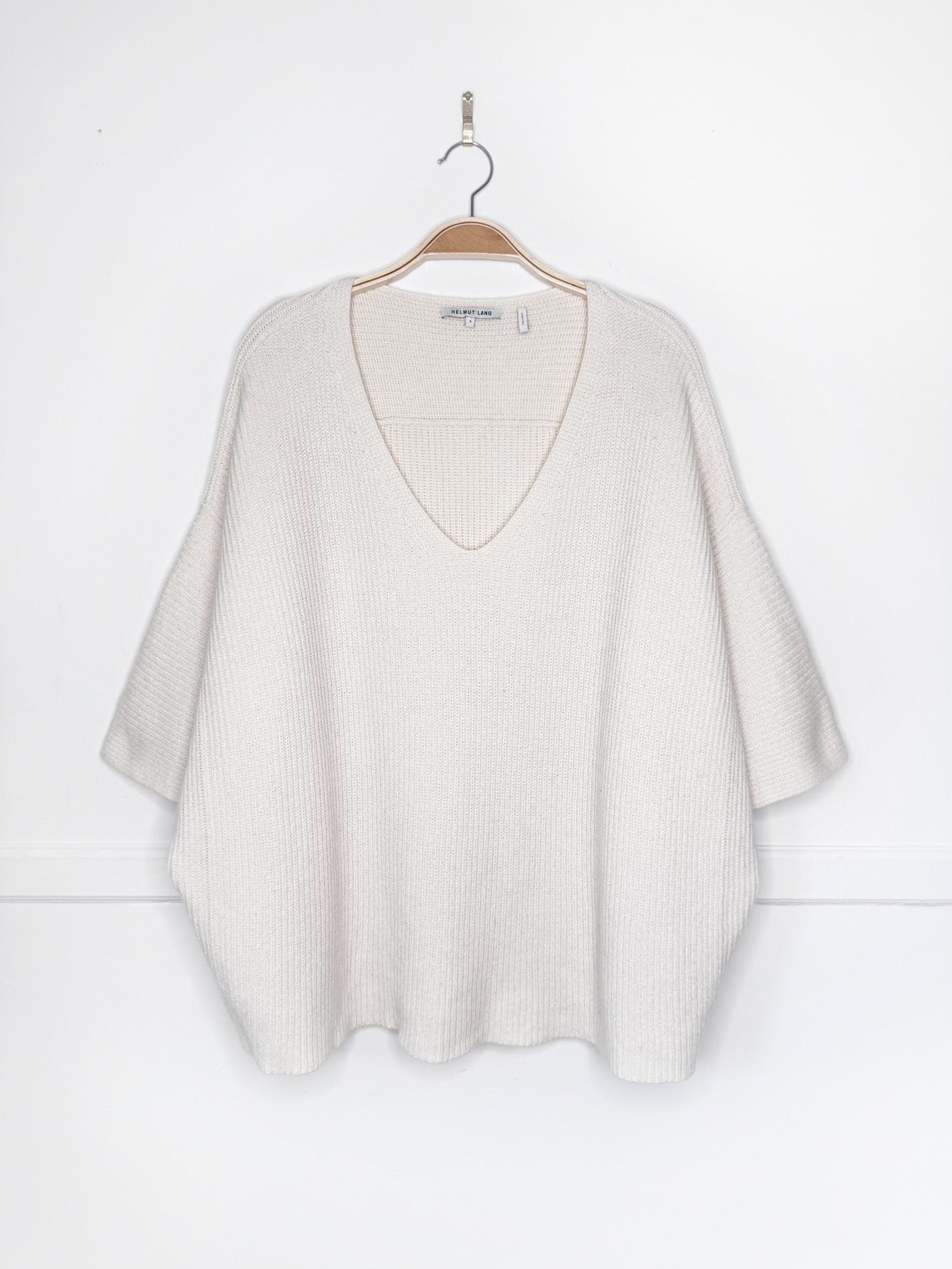 helmut lang cashmere-blend oversized ribbed knit v-neck sweater top