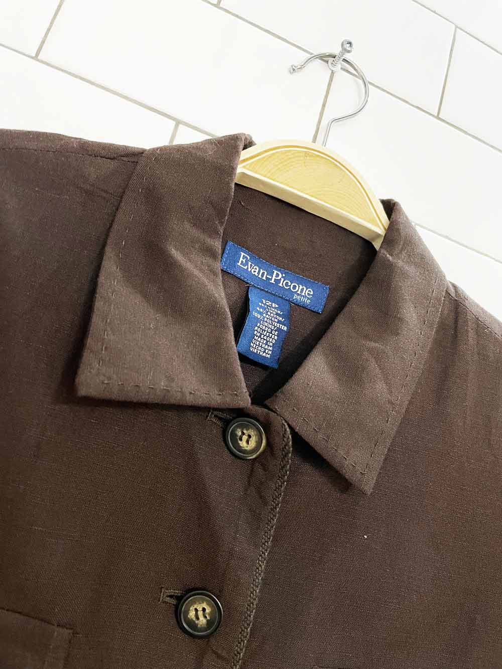 vintage 00s evan picone linen-blend summer jacket