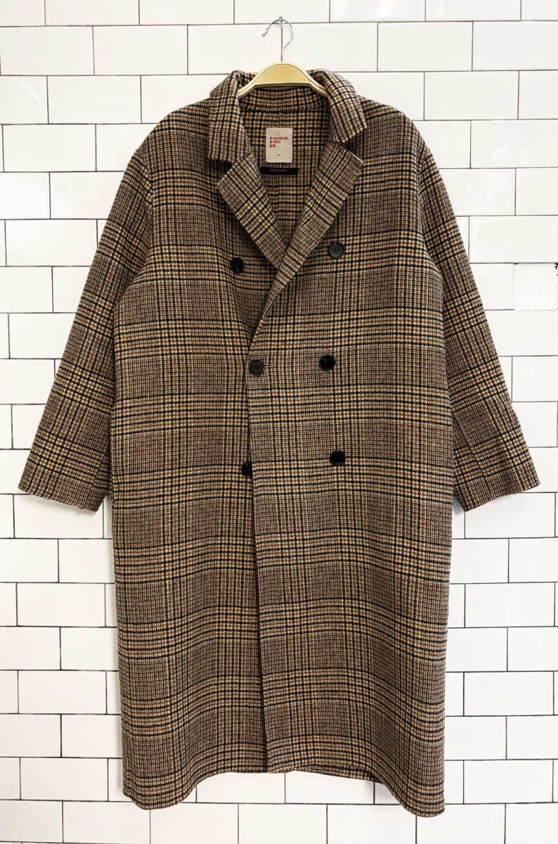 8seconds handmade wool - blend plaid double breasted coat - good market thrift store
