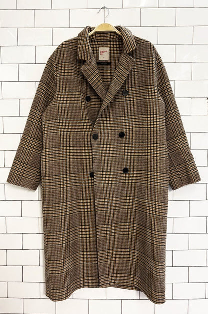8seconds handmade wool - blend plaid double breasted coat - good market thrift store