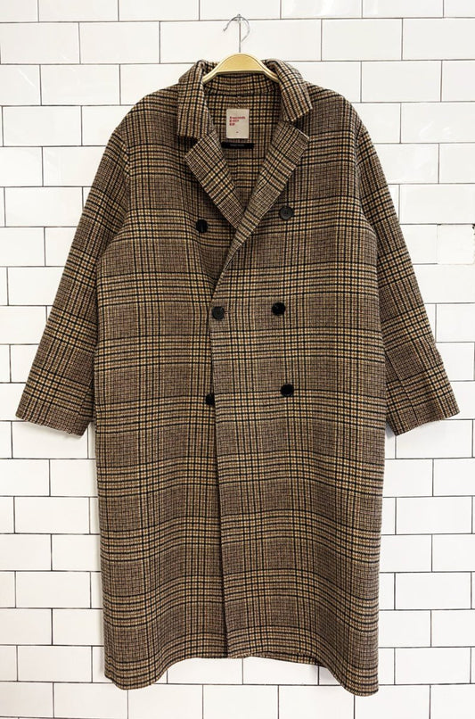 8seconds handmade wool - blend plaid double breasted coat - good market thrift store