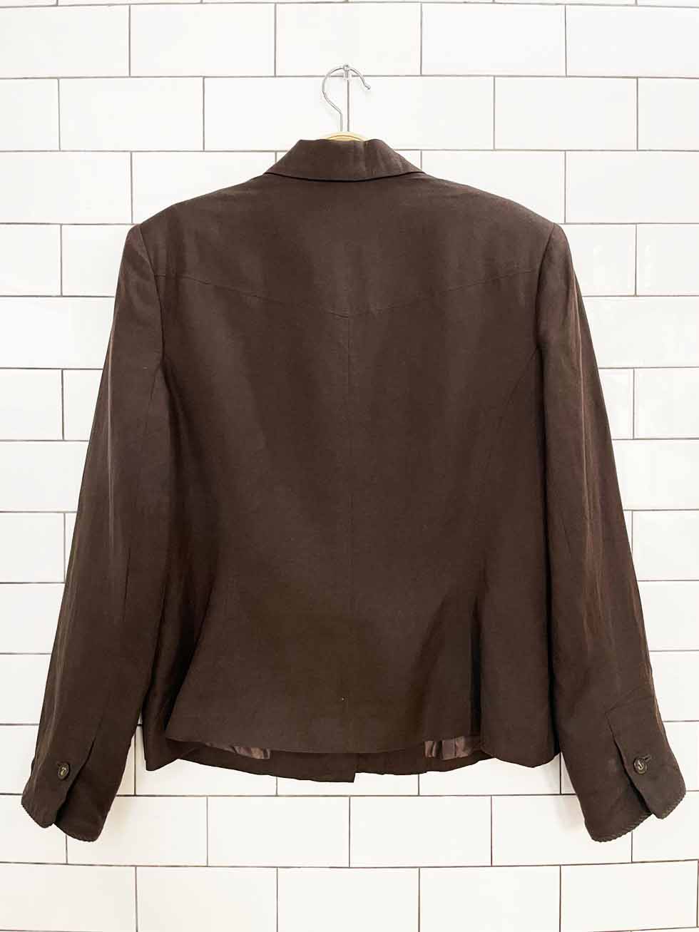 vintage 00s evan picone linen-blend summer jacket