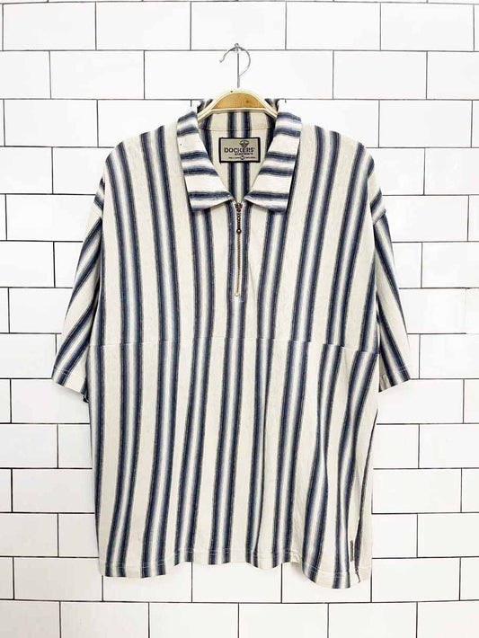 vintage 90s dockers quarter zip collared striped pullover | rework | made in canada