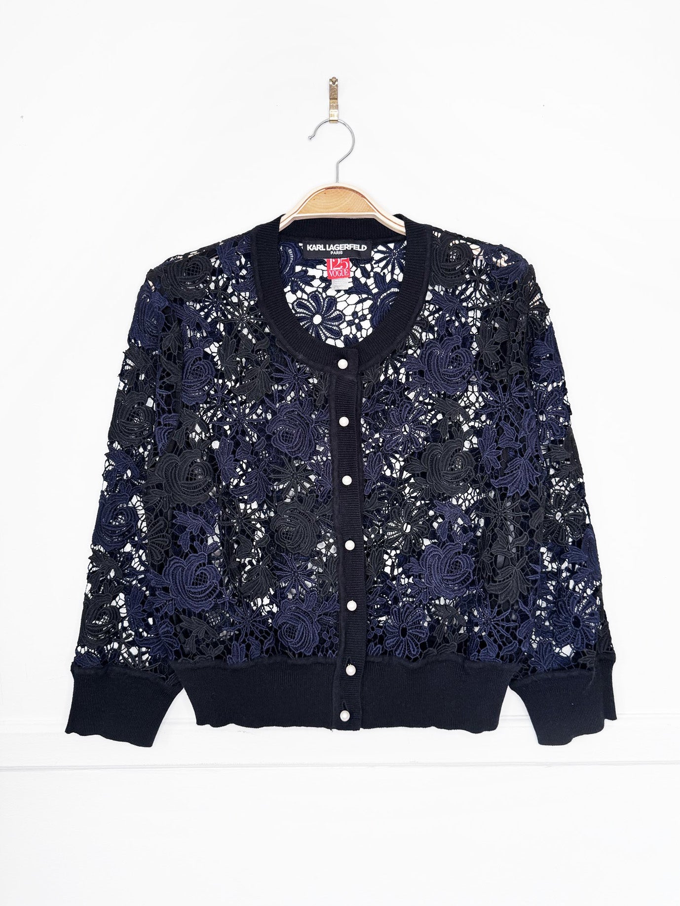 karl lagerfeld floral mesh lace cardigan