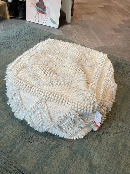 boho tufted moroccan wool pouf - good market thrift store