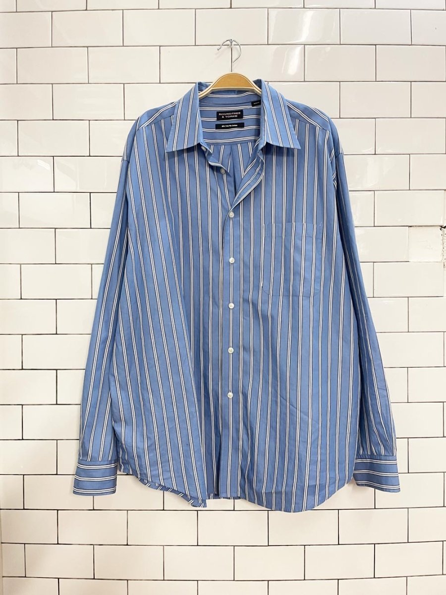 roundtree oversized stripe boyfriend shirt - good market thrift store
