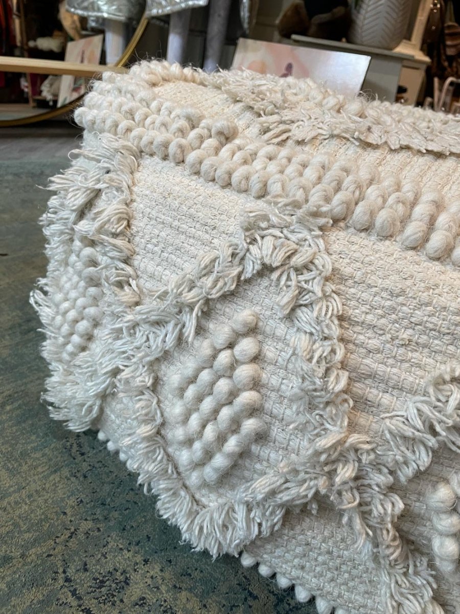 boho tufted moroccan wool pouf - good market thrift store