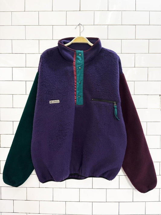vintage 90s columbia fleece colorblock pullover jacket - good market thrift store