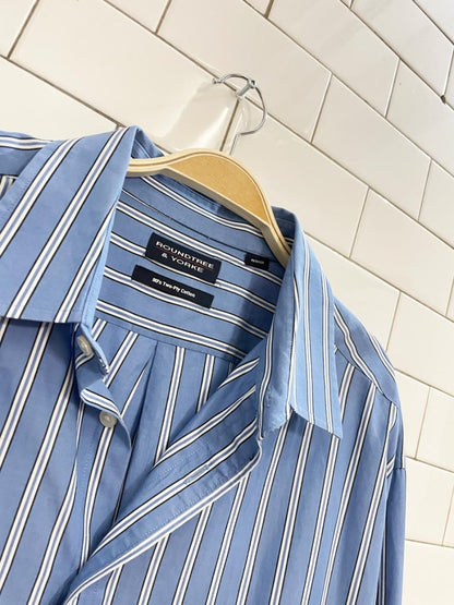 roundtree oversized stripe boyfriend shirt - good market thrift store