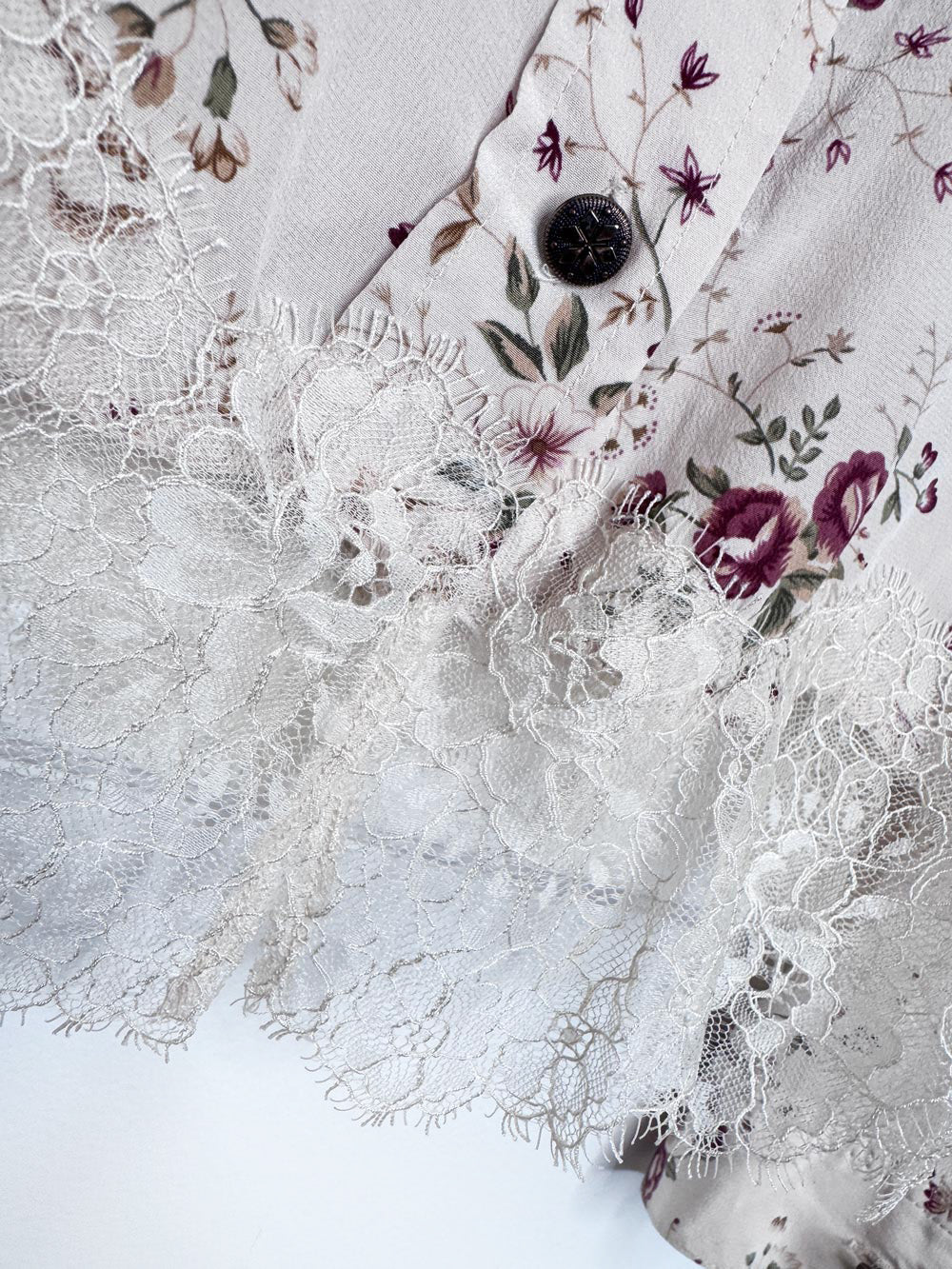 the kooples 100% silk lace trim floral blouse