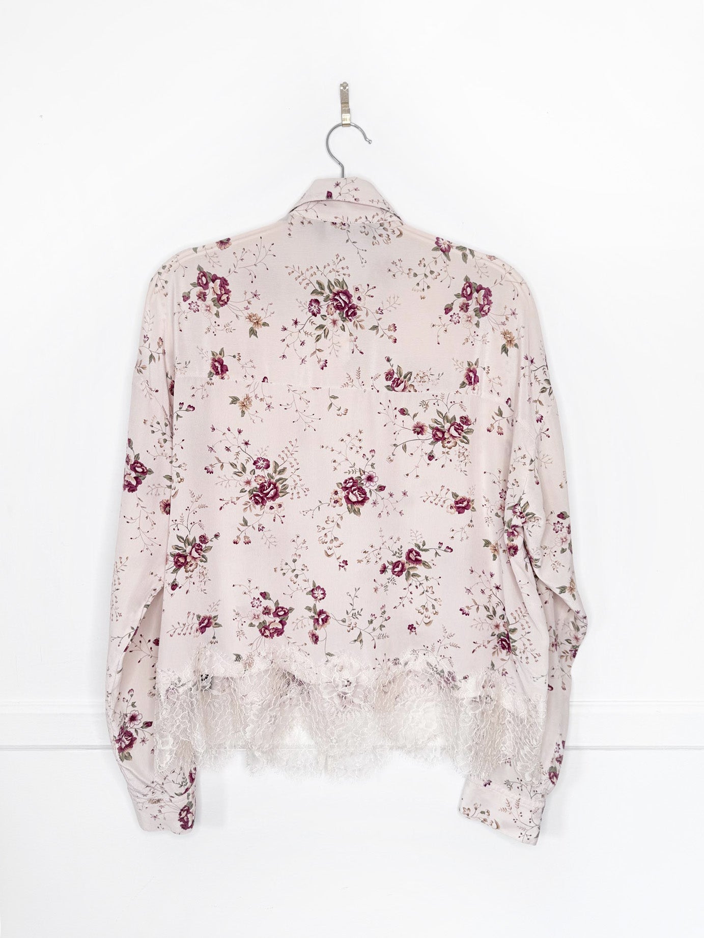 the kooples 100% silk lace trim floral blouse