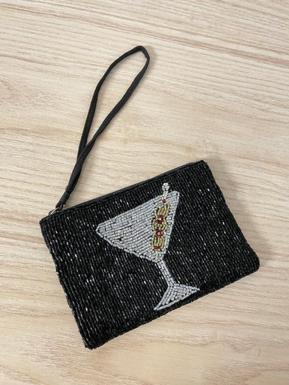liz claiborne beaded martini zipper pouch - good market thrift store