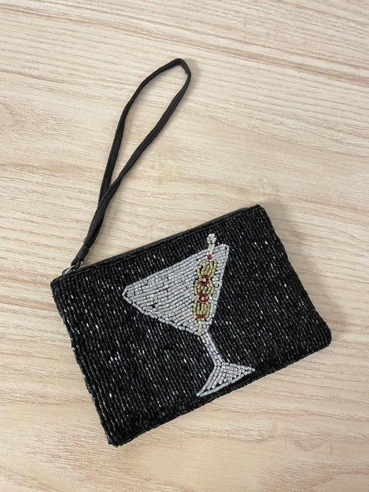 liz claiborne beaded martini zipper pouch - good market thrift store
