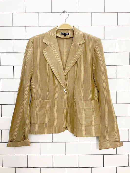 vintage 00s pride 100% linen striped blazer jacket