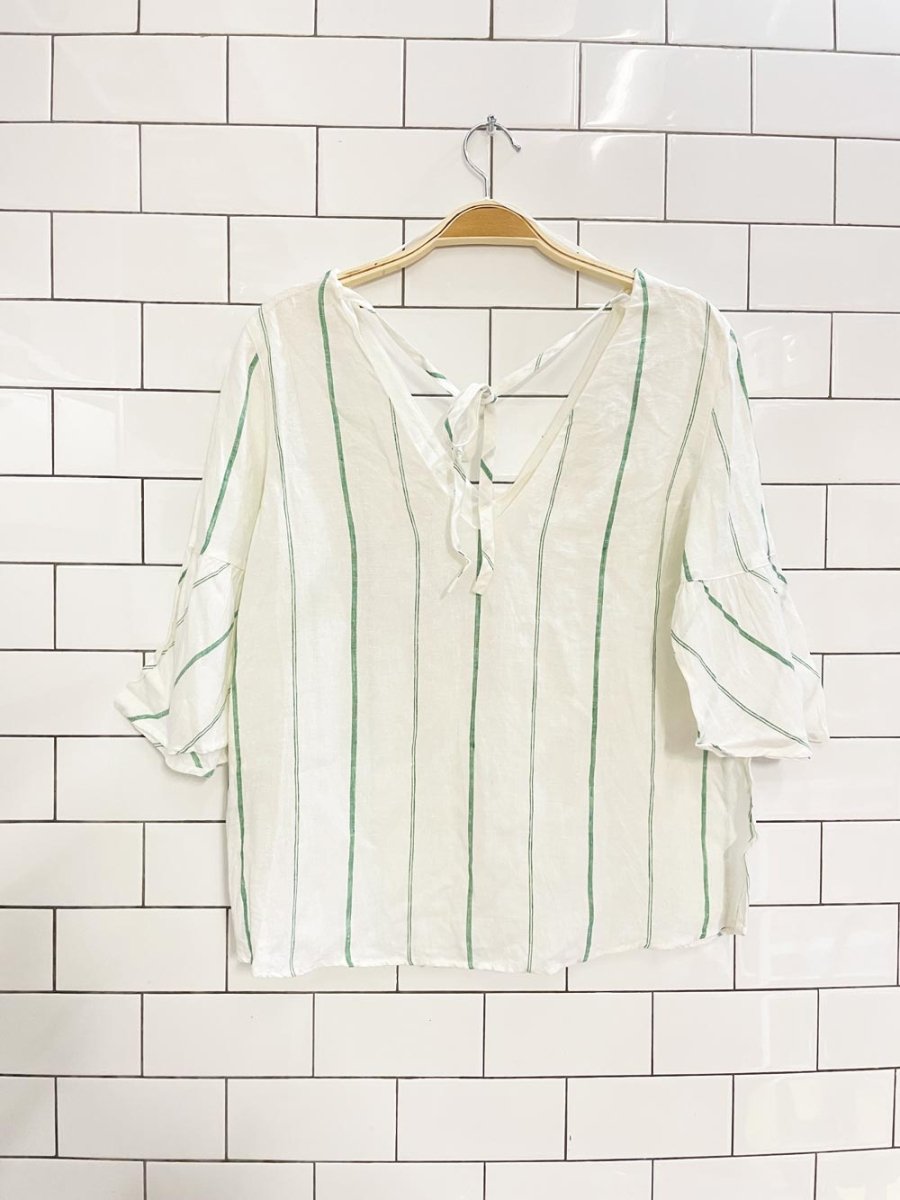 massimo dutti flutter sleeve linen top - good market thrift store