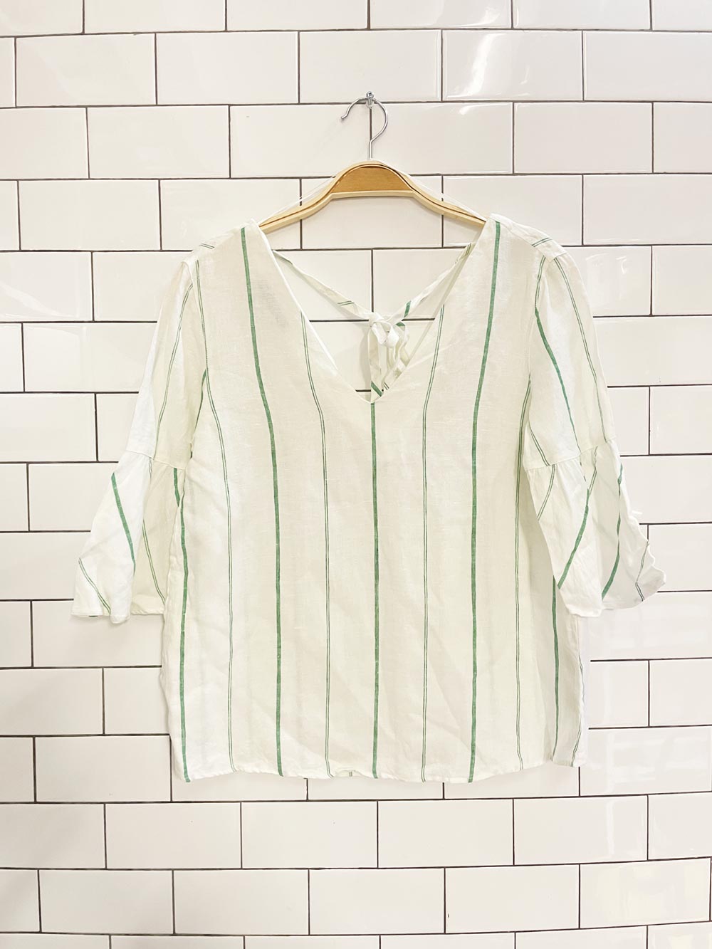 massimo dutti flutter sleeve linen top - good market thrift store