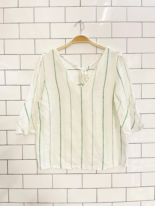 massimo dutti flutter sleeve linen top - good market thrift store